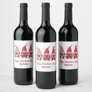 Étiquette Pour Bouteilles De Vin Heureuse Sainte-Valentin Gnomes personnalisé