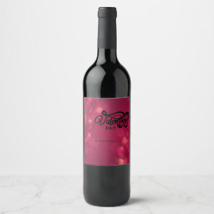 Étiquette Pour Bouteilles De Vin Heureuse Sainte-Valentin Red Hearts