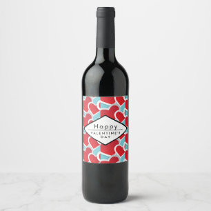 Étiquette Pour Bouteilles De Vin Heureuse Sainte-Valentin Red Hearts