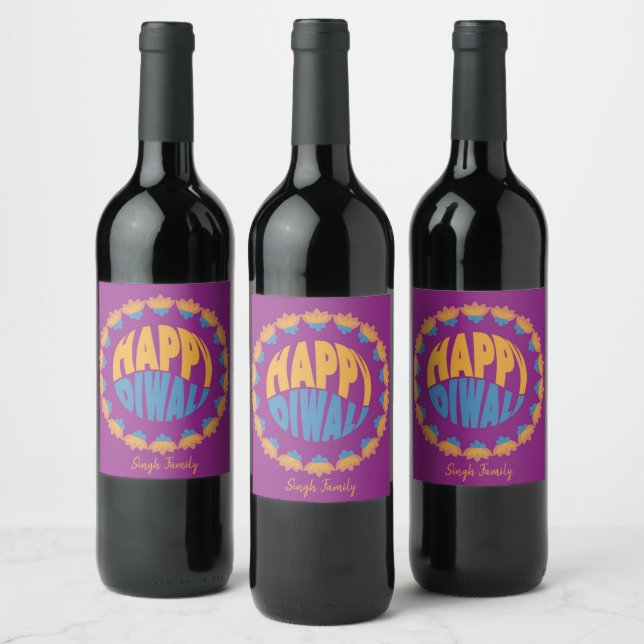 Étiquette Pour Bouteilles De Vin Heureux Diwali (Bouteilles)