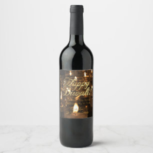 Étiquette Pour Bouteilles De Vin Heureux Diwali bougies brûlantes