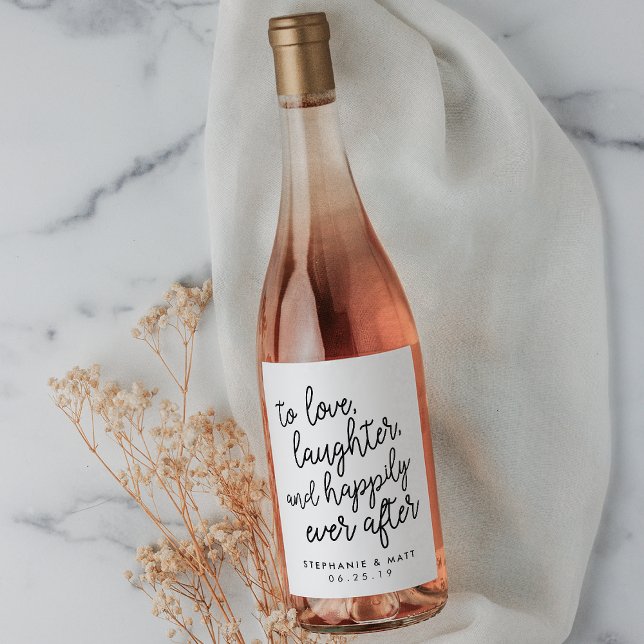 Étiquette Pour Bouteilles De Vin Heureux toujours après | Mariage personnalisé (Créateur téléchargé)