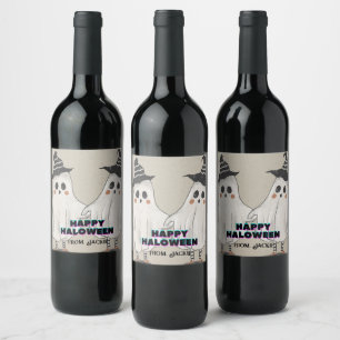 Étiquette Pour Bouteilles De Vin Hey Boo Halloween mignonne invitation pour les enf