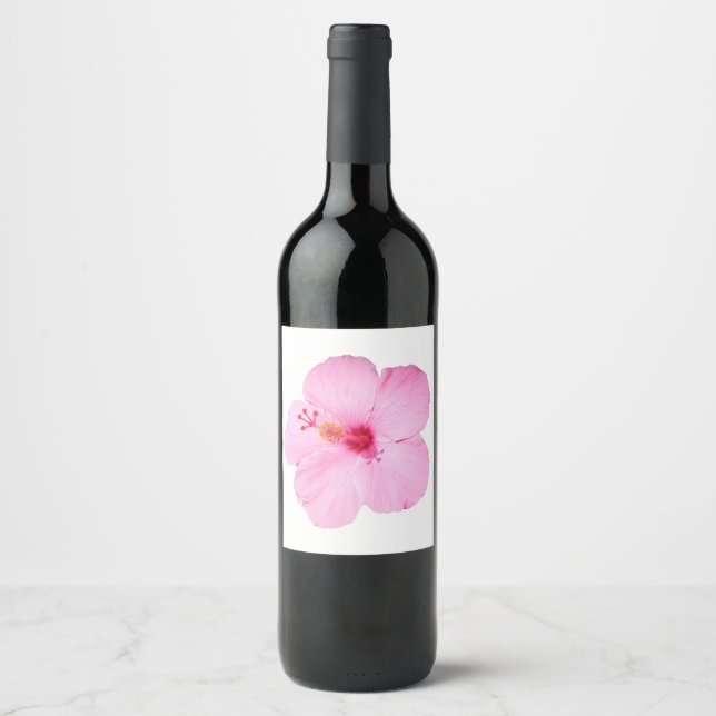 Étiquette Pour Bouteilles De Vin Hibiscus rose Fleur tropicale (Devant)