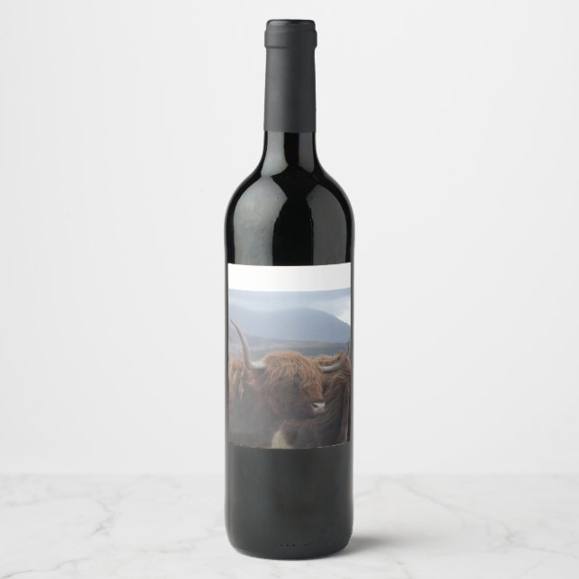 Étiquette Pour Bouteilles De Vin Highland Cow (Devant)