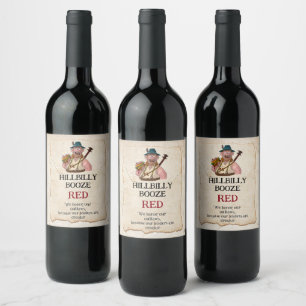 Étiquette Pour Bouteilles De Vin HillBilly Grill Red Vin/Étiquette Booze !