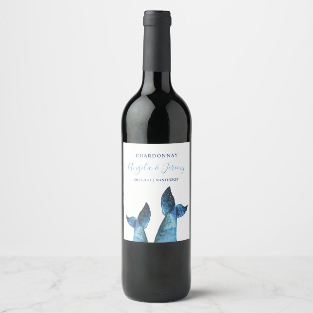 Étiquette Pour Bouteilles De Vin Histoires de baleines bleues (Devant)