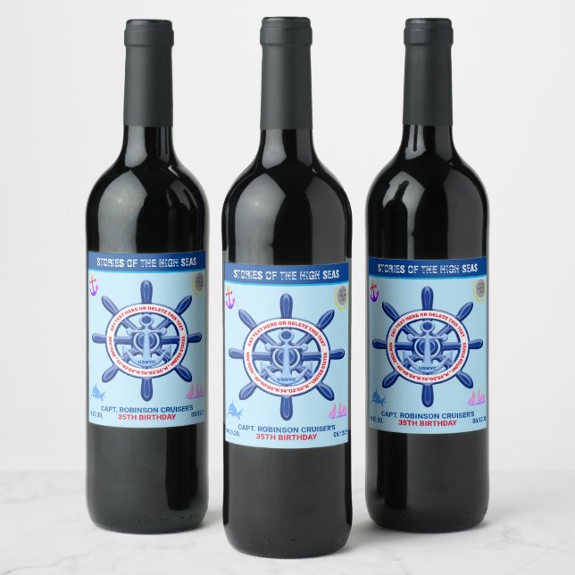 Étiquette Pour Bouteilles De Vin Histoires De Haute Mer. Drôle, personnalisable (Bouteilles)