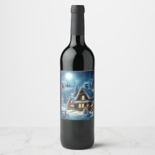 Étiquette Pour Bouteilles De Vin Hiver/Père Noël/Noël/Neige