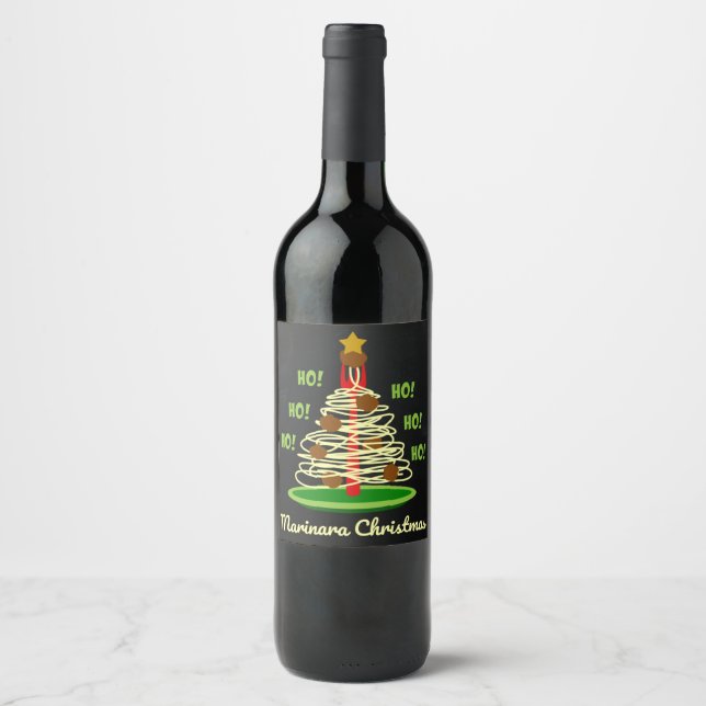 Étiquette Pour Bouteilles De Vin Ho ! Ho ! Ho ! Arbre de Noël Marinara (Devant)