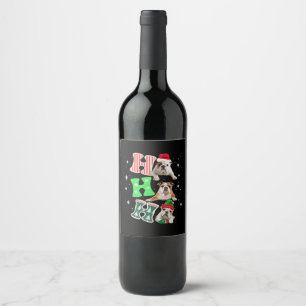 Étiquette Pour Bouteilles De Vin Ho Ho Ho Santa en Anglais Bouledogue Rennes Noël