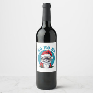 Étiquette Pour Bouteilles De Vin Ho ho non - drôle de chat grumpy santa