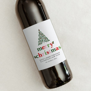 Étiquette Pour Bouteilles De Vin Holly Merry & Bright Christmas