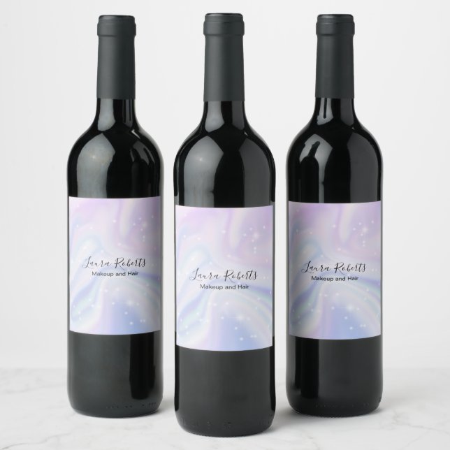 Étiquette Pour Bouteilles De Vin Hologramme Arrière - plan Neon Overlay (Bouteilles)
