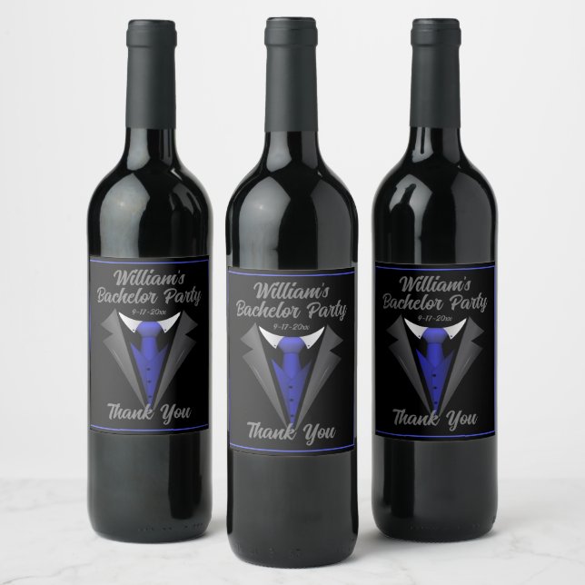 Étiquette Pour Bouteilles De Vin Homme Classe Cravate Bleue (Bouteilles)