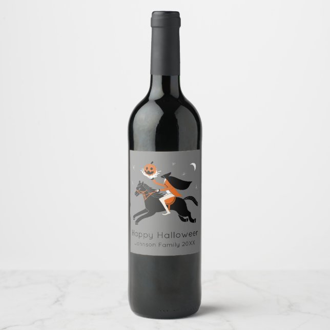 Étiquette Pour Bouteilles De Vin Horseman sans tête customisé (Devant)
