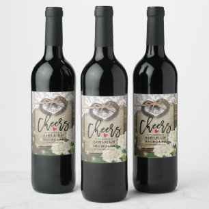 Étiquette Pour Bouteilles De Vin Horseshoe Hydrangea Mariage dentelle encourage à a