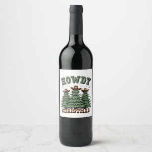 Étiquette Pour Bouteilles De Vin Howdy Christmas Cactus Western Xmas