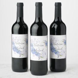 Étiquette Pour Bouteilles De Vin Hydrangea Heart Personnalisé Noms Mariage
