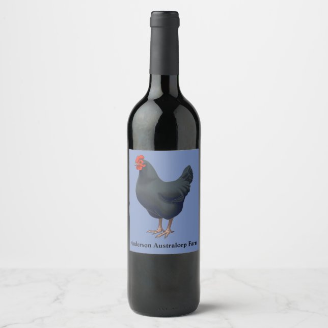 Étiquette Pour Bouteilles De Vin I Love My Australorp (Devant)