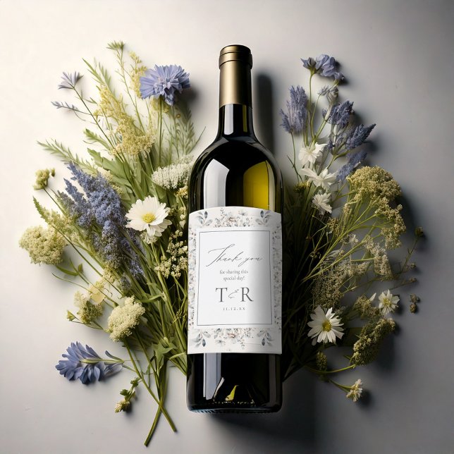 Étiquette Pour Bouteilles De Vin ID de Mariage frontalier Fleur sauvage spécifié110 (Créateur téléchargé)