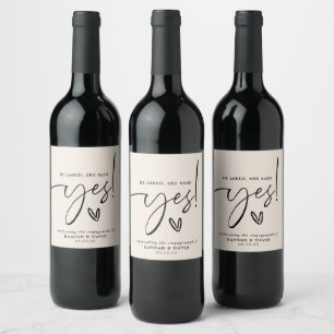 Étiquette Pour Bouteilles De Vin Il a demandé, elle a dit oui Fête de fiançailles 