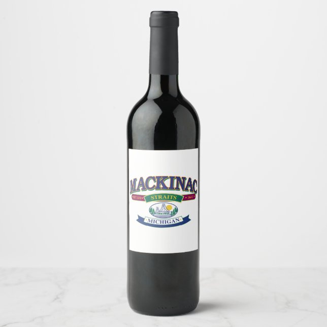 Étiquette Pour Bouteilles De Vin Île Mackinac Michigan (Devant)