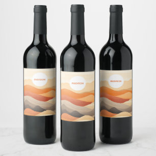 Étiquette Pour Bouteilles De Vin Illustration du paysage Abstrait du nom personnali