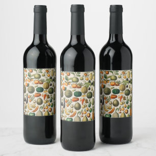 Étiquette Pour Bouteilles De Vin Illustration scientifique végétale des fruits
