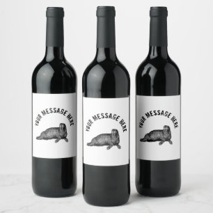 Étiquette Pour Bouteilles De Vin Illustration simple de Black Walrus