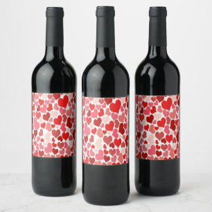 Étiquette Pour Bouteilles De Vin Impression cardiaque rouge et rose