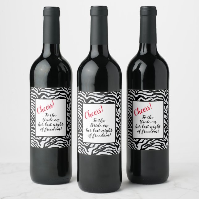 Étiquette Pour Bouteilles De Vin Impression Zèbre noir et blanc (Bouteilles)