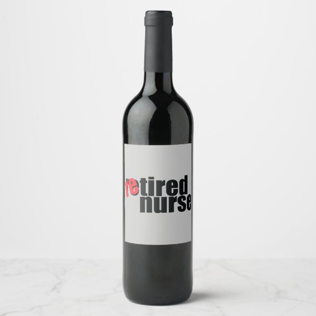 Étiquette Pour Bouteilles De Vin infirmière à la retraite (Devant)