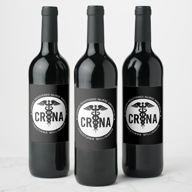 Étiquette Pour Bouteilles De Vin Infirmière anesthésiste certifiée CRNA personnalis (Bouteilles)