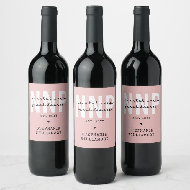 Étiquette Pour Bouteilles De Vin Infirmière néonatale NNP personnalisée (Bouteilles)