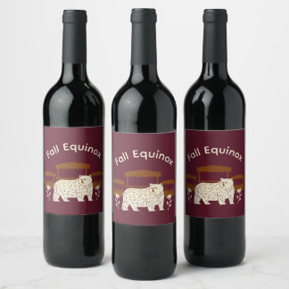 Étiquette Pour Bouteilles De Vin Invitation de l'équinoxe d'automne de la récolte d