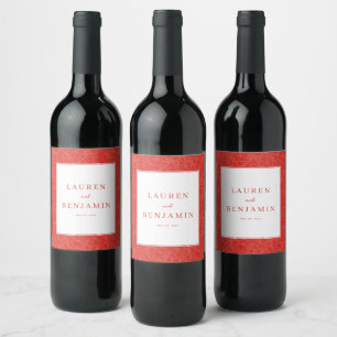 Étiquette Pour Bouteilles De Vin Invitation de mariage rouge sophistiquée