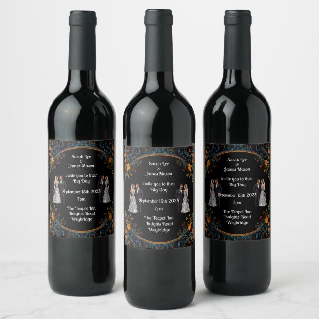 Étiquette Pour Bouteilles De Vin Invitations de mariage personnalisées et Invitatio (Bouteilles)
