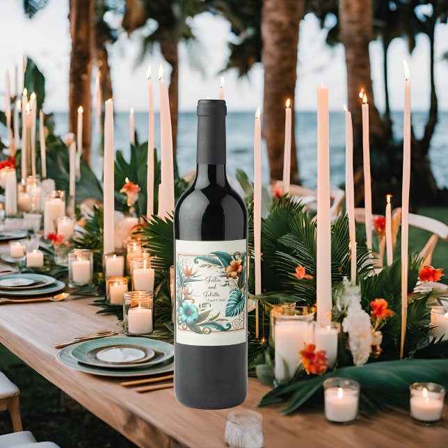 Étiquette Pour Bouteilles De Vin Iridescence tropicale (Créateur téléchargé)