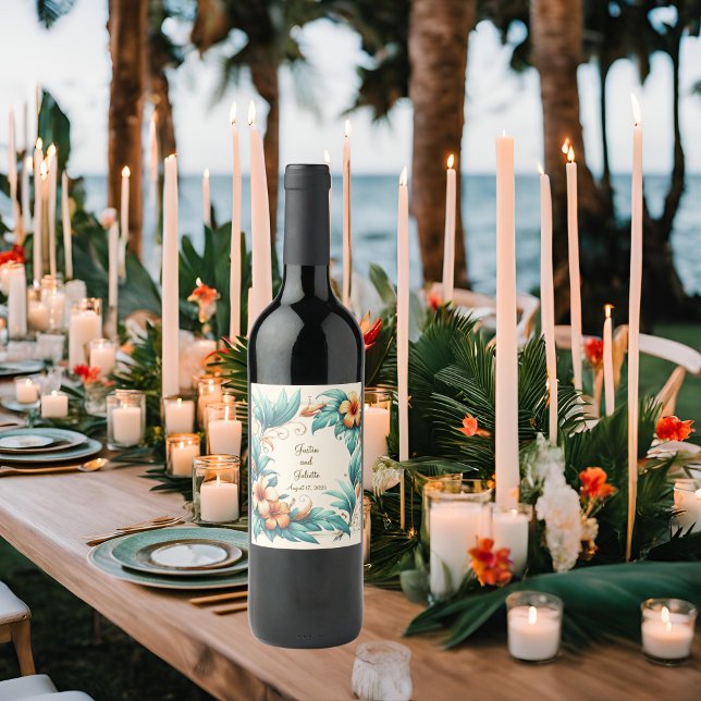 Étiquette Pour Bouteilles De Vin Iridescence tropicale (Créateur téléchargé)