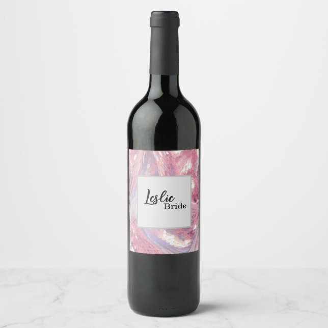 Étiquette Pour Bouteilles De Vin Iridesecent Pink and Purple Sequin (Devant)
