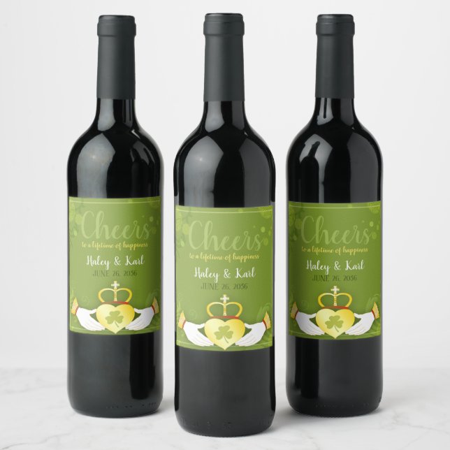 Étiquette Pour Bouteilles De Vin Irlandais Claddagh Heart Mariage (Bouteilles)