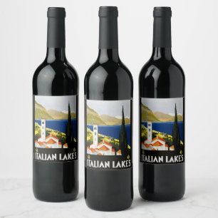 Étiquette Pour Bouteilles De Vin Italie Lacs Vintage voyage Italie