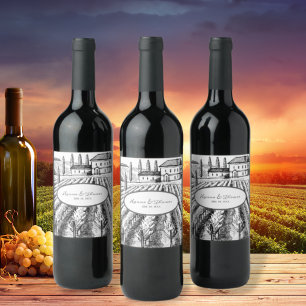 Étiquette Pour Bouteilles De Vin Italien Élégant Vignoble Artistique Personnalisé M