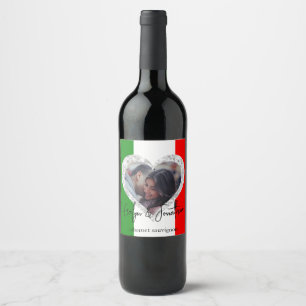 Étiquette Pour Bouteilles De Vin Italien Love Drapeau d'Italie Coeur