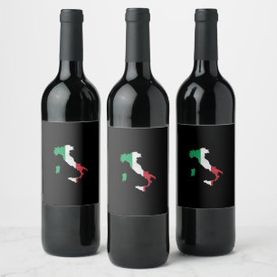 Étiquette Pour Bouteilles De Vin Italy flag and map