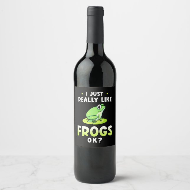Étiquette Pour Bouteilles De Vin J'Aime Vraiment Les Grenouilles (Devant)