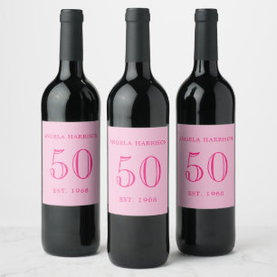Étiquette Pour Bouteilles De Vin Jalon rose fête d'anniversaire