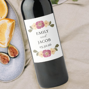 Étiquette Pour Bouteilles De Vin Jardin de Fleurs Sauvages Mariage Personnalisé Boh
