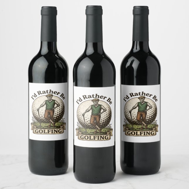 Étiquette Pour Bouteilles De Vin Je préférerais jouer au golf  (Bouteilles)